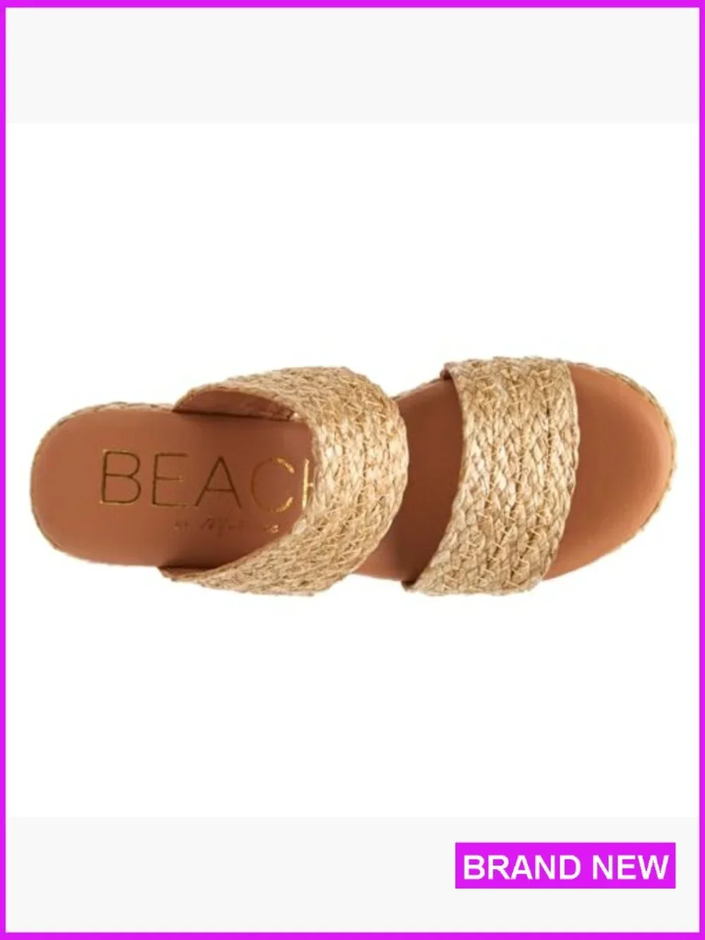 Woven Raffia Platform Slide Sandals Block Heel Summer Beach Vacation